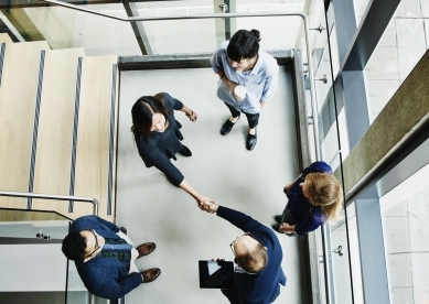 Greeting in Stairwell